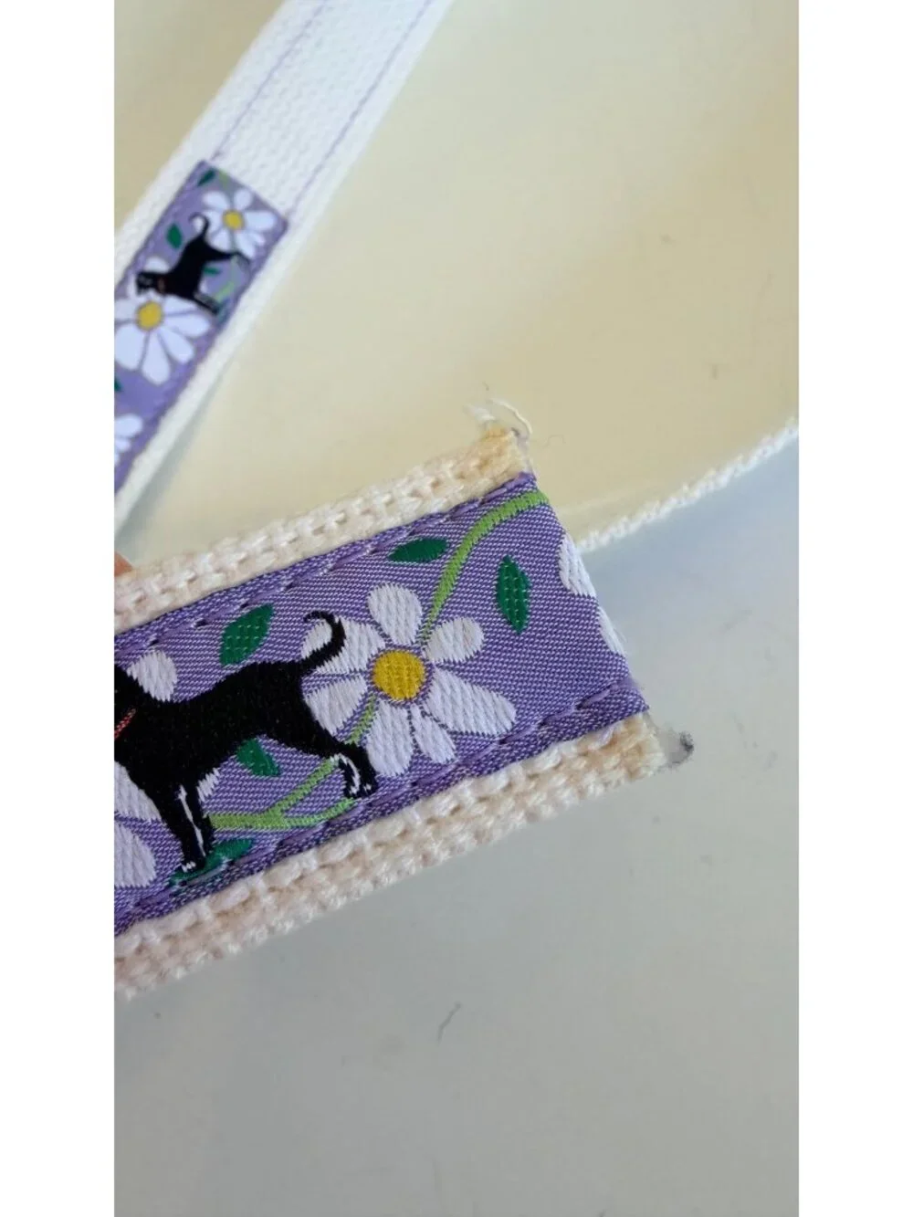 The Black Dog Daisy & Black Lab Purple Adjustable Fabric Belt Size Large